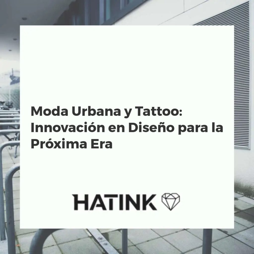 Modelos futuristas con ropa urbana de diseños tattoo innovadores en una ciudad de neón, reflejando estilo y tecnología
